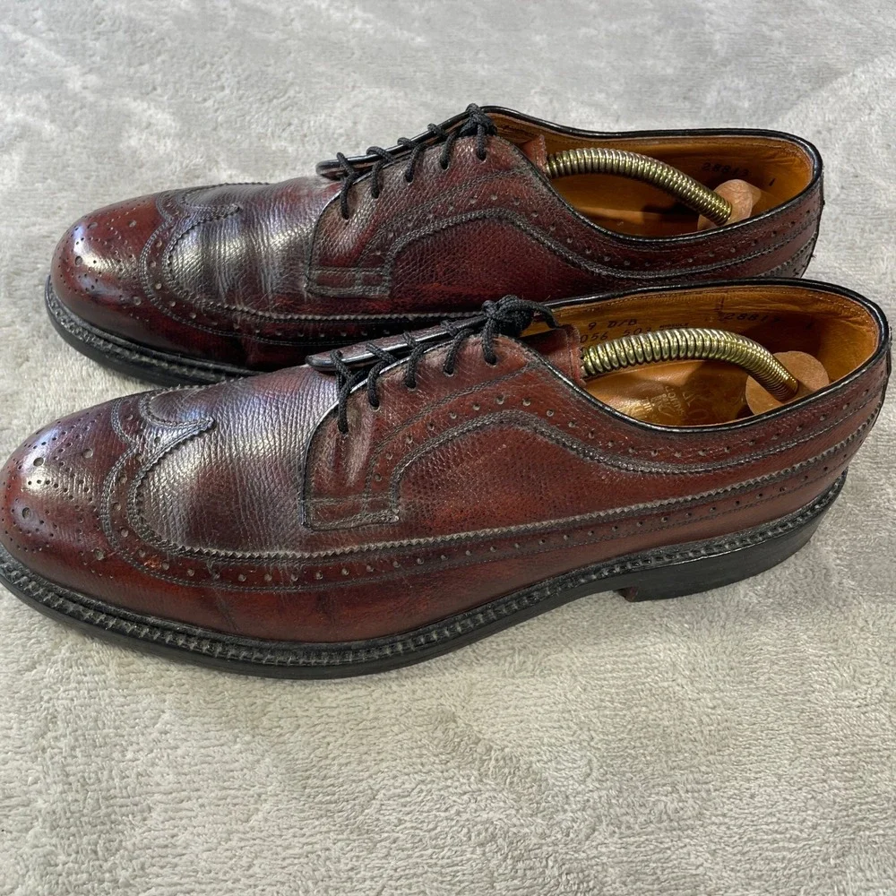 Johnston Murphy Aristocraft Wingtip Blucher Shoes Mens 9 Burgundy Leather Office